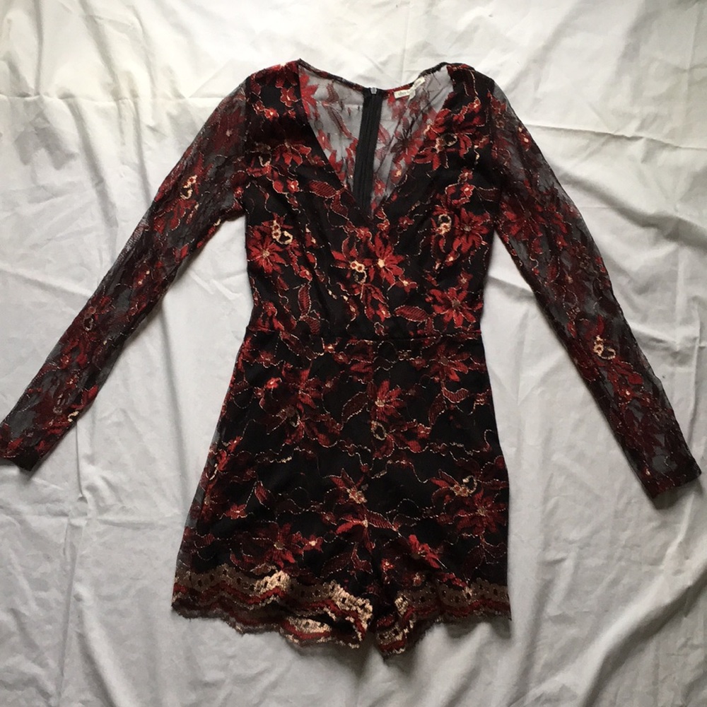 Charlotte Russe Black and Red Lace Romper